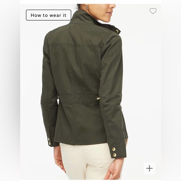NWT J.Crew Factory XXSP Petite Mossy Brown resin-coated twill field jacket - Picture 3 of 12
